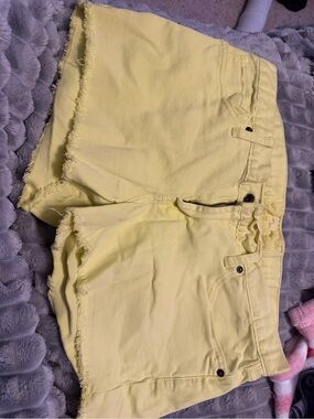 Lucky Brand Yellow Frayed Hem Jean Shorts